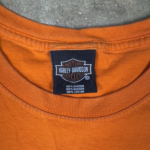 Harley-Davidson Cancun Mexico T-Shirt Orange Unisex Size Large Vintage 90s/2000s - Picture 5 of 9